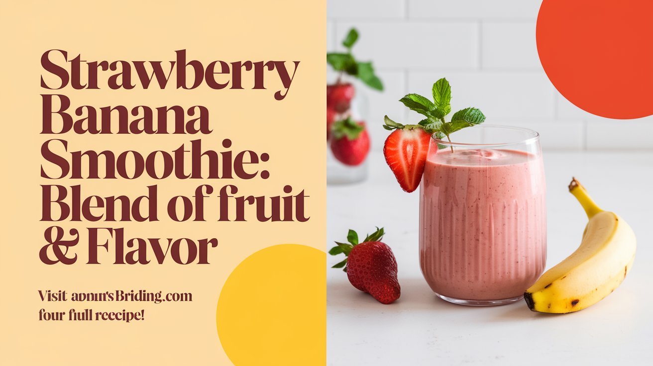 Easy strawberry banana smoothie recipe blended with milk and ice for a smooth texture.