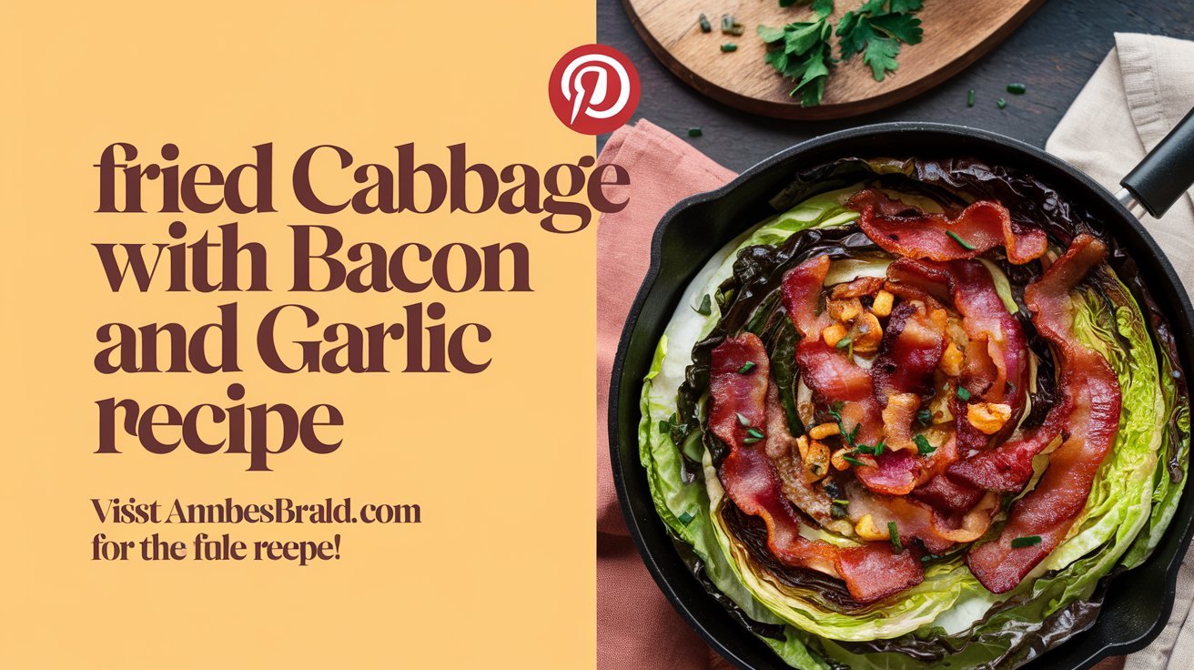 Savory fried cabbage with bacon and garlic recipe cooked to perfection in a cast-iron skillet