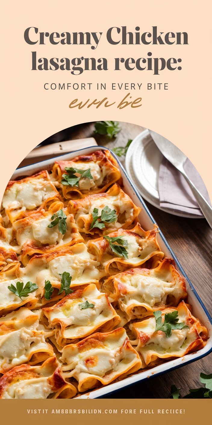 Perfectly baked creamy chicken lasagna with a rich sauce and a layer of bubbly cheese.