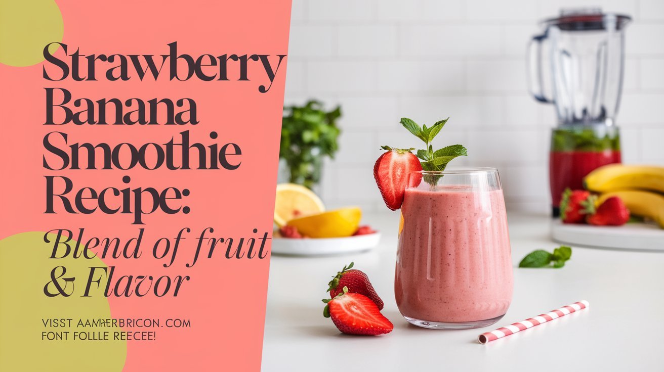 Strawberry banana smoothie served with a side of fresh fruit for a healthy snack.
