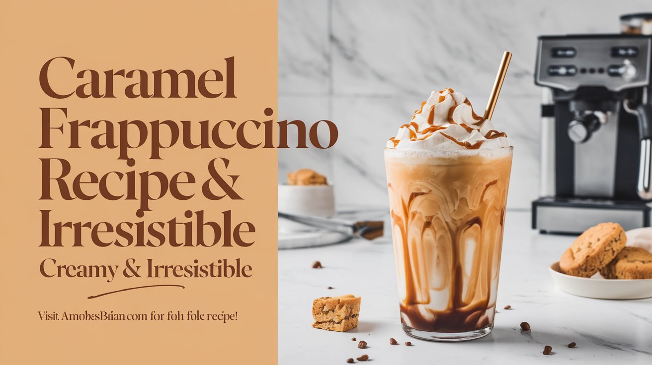 Homemade caramel frappuccino in a to-go cup, ready for a quick caffeine boost.