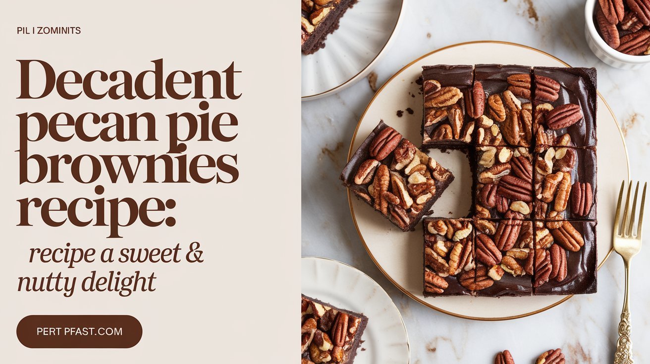 Freshly baked decadent pecan pie brownies cooling on a wire rack, ready to serve.