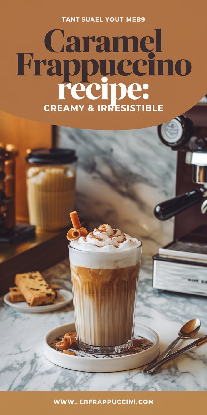 Golden caramel frappuccino with rich coffee flavors and a thick layer of whipped cream