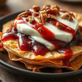 Layered Phyllo Pastry with Brie Cranberry Sauce and Pecans: A Festive Delight