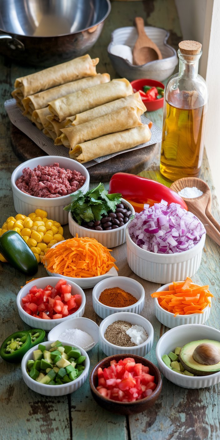 Delicious southwest egg rolls with a spicy filling of peppers, cheese, and chicken.
