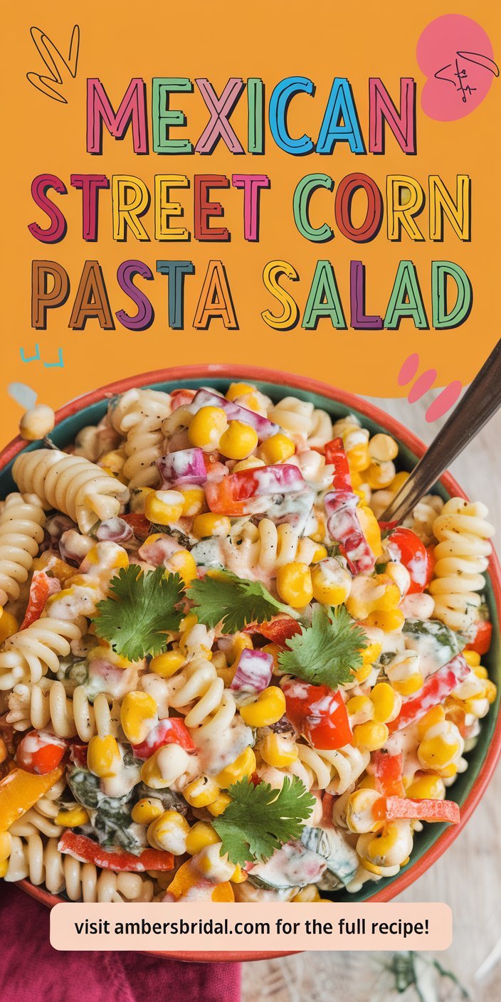 Colorful Mexican Street Corn Pasta Salad featuring chili-lime dressing from Blackstone Recipes.