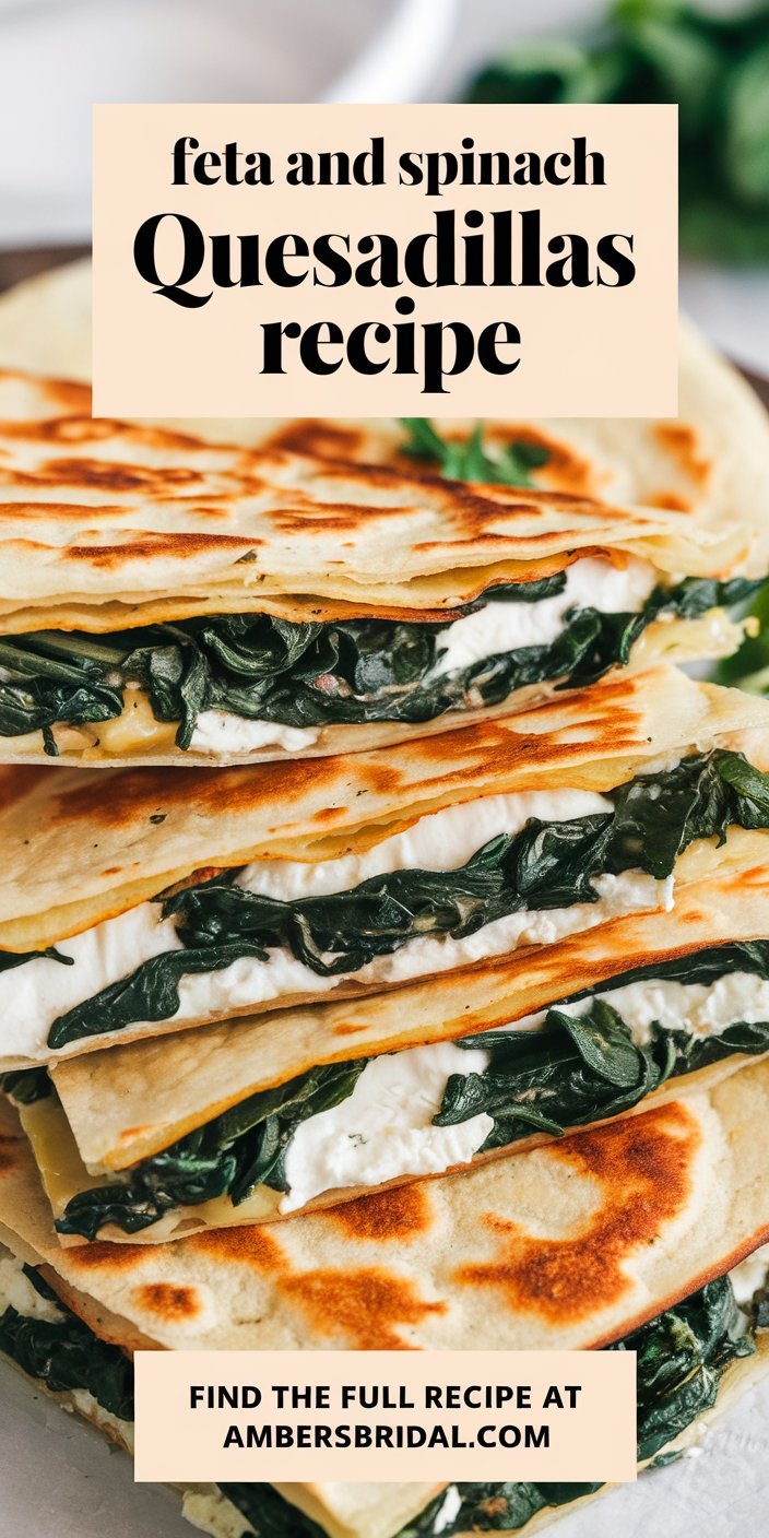 Easy-to-make feta and spinach quesadillas recipe featuring a cheesy and flavorful filling.