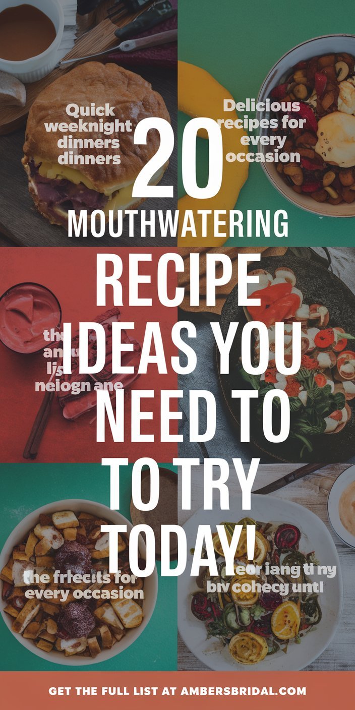 Collection of 20 mouthwatering recipe ideas for every meal, from breakfast to dinner, featuring vibrant and delicious dishes