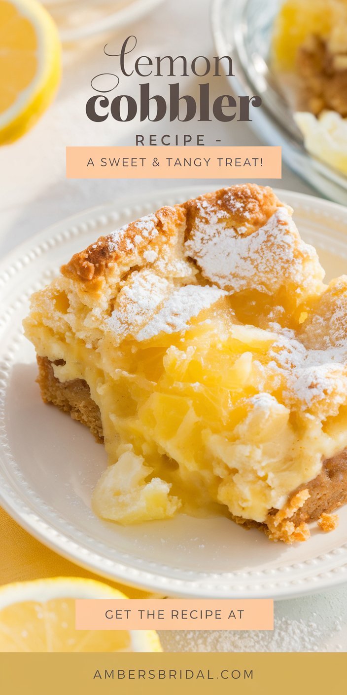 Homemade lemon cobbler topped with a drizzle of sweet glaze for extra flavor