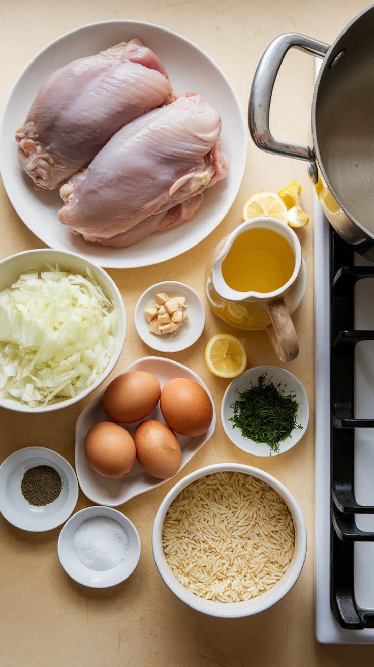 Wholesome Greek Lemon Chicken Soup served with lemon wedges and a sprinkle of fresh herbs for extra flavor.