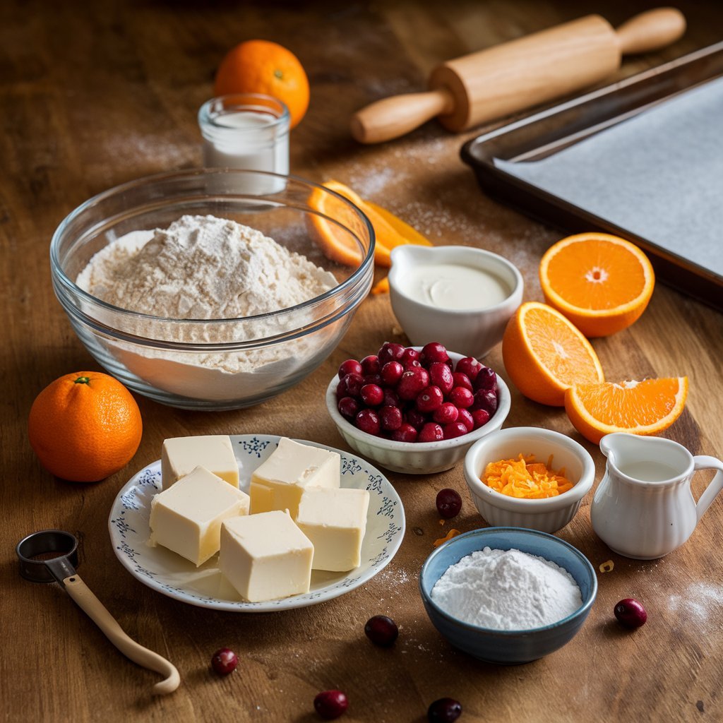 Close-up of cranberry orange sour cream scones showcasing vibrant cranberries and orange zest