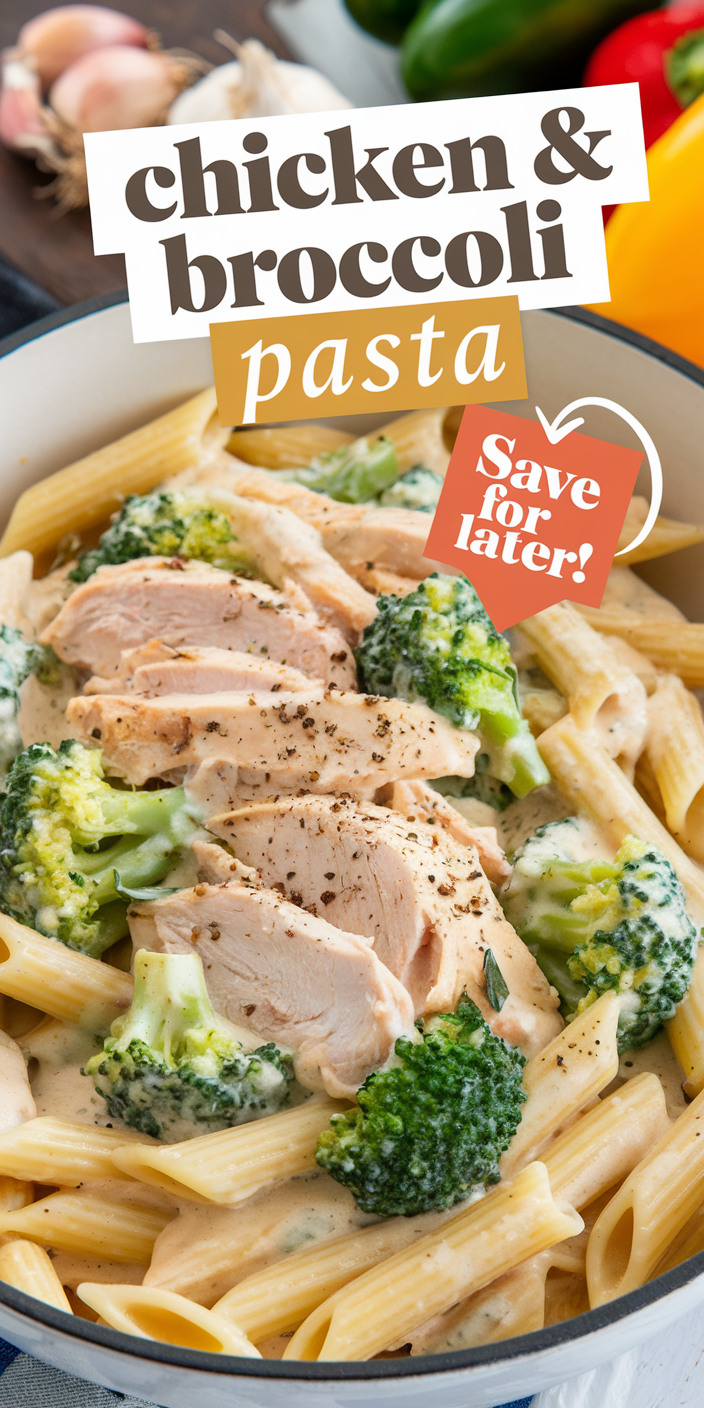 Delicious chicken and broccoli pasta served in a bowl with a sprinkle of freshly ground black pepper.