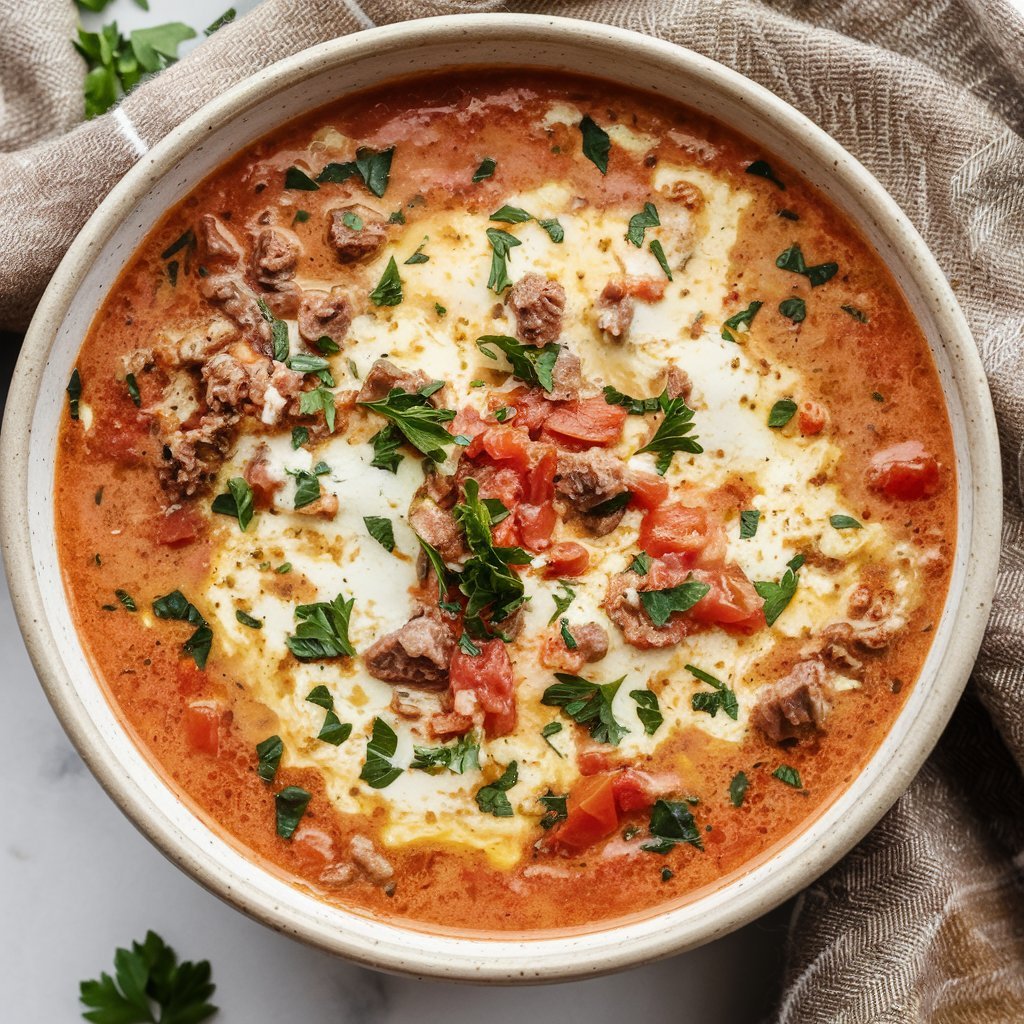 Hearty easy keto soup recipes showcasing a satisfying blend of protein and vegetables in a rich, low-carb soup.