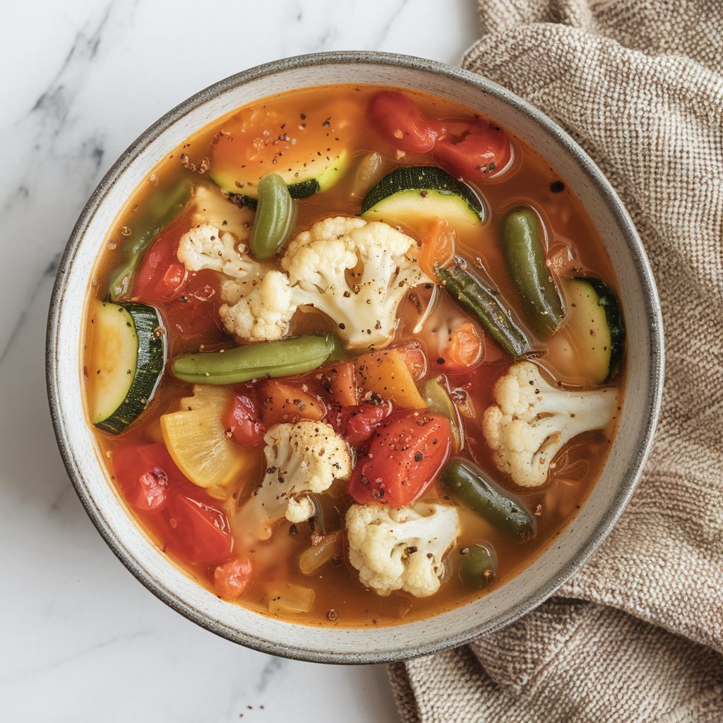 Quick and satisfying easy keto soup recipes perfect for a healthy, low-carb meal, garnished with fresh herbs.