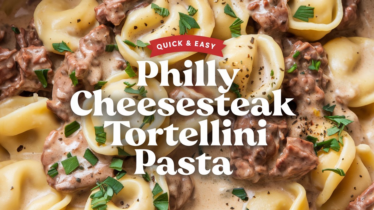 Delightful Philly Cheesesteak Tortellini Pasta with tender beef pieces, caramelized onions, and a velvety cheese sauce.