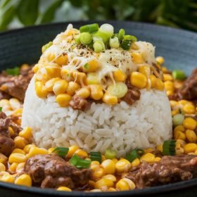 Delicious Beef Pepper Rice featuring tender beef strips, vibrant bell peppers, and aromatic spices served over fluffy white rice.