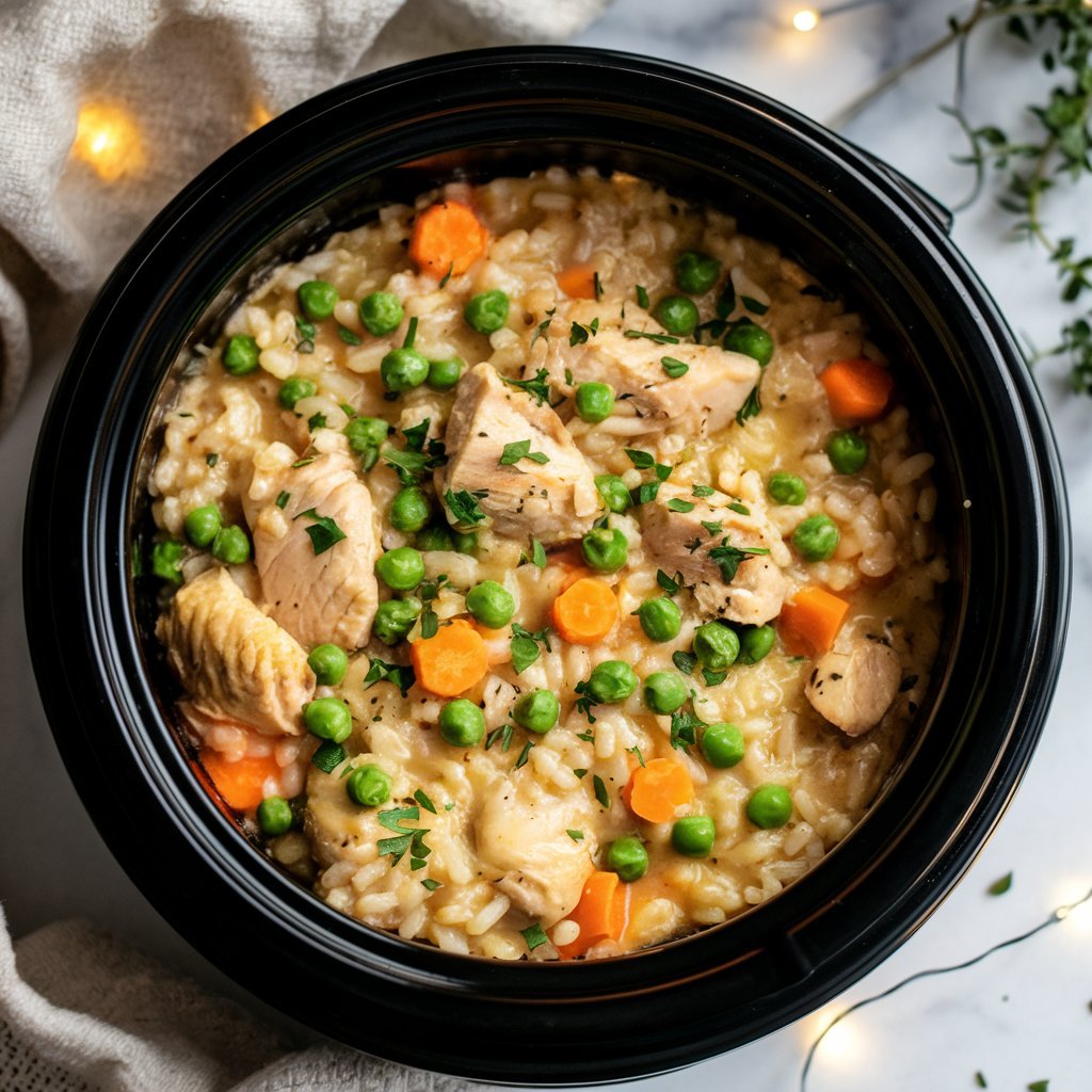 Rustic crockpot dinner setup featuring one of the 24 easy crockpot dinner ideas for 2025, perfect for busy weeknights.