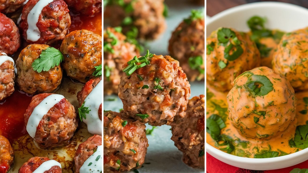 Delicious Keto Meatball Recipes featuring juicy, low-carb meatballs simmered in a rich, sugar-free marinara sauce.