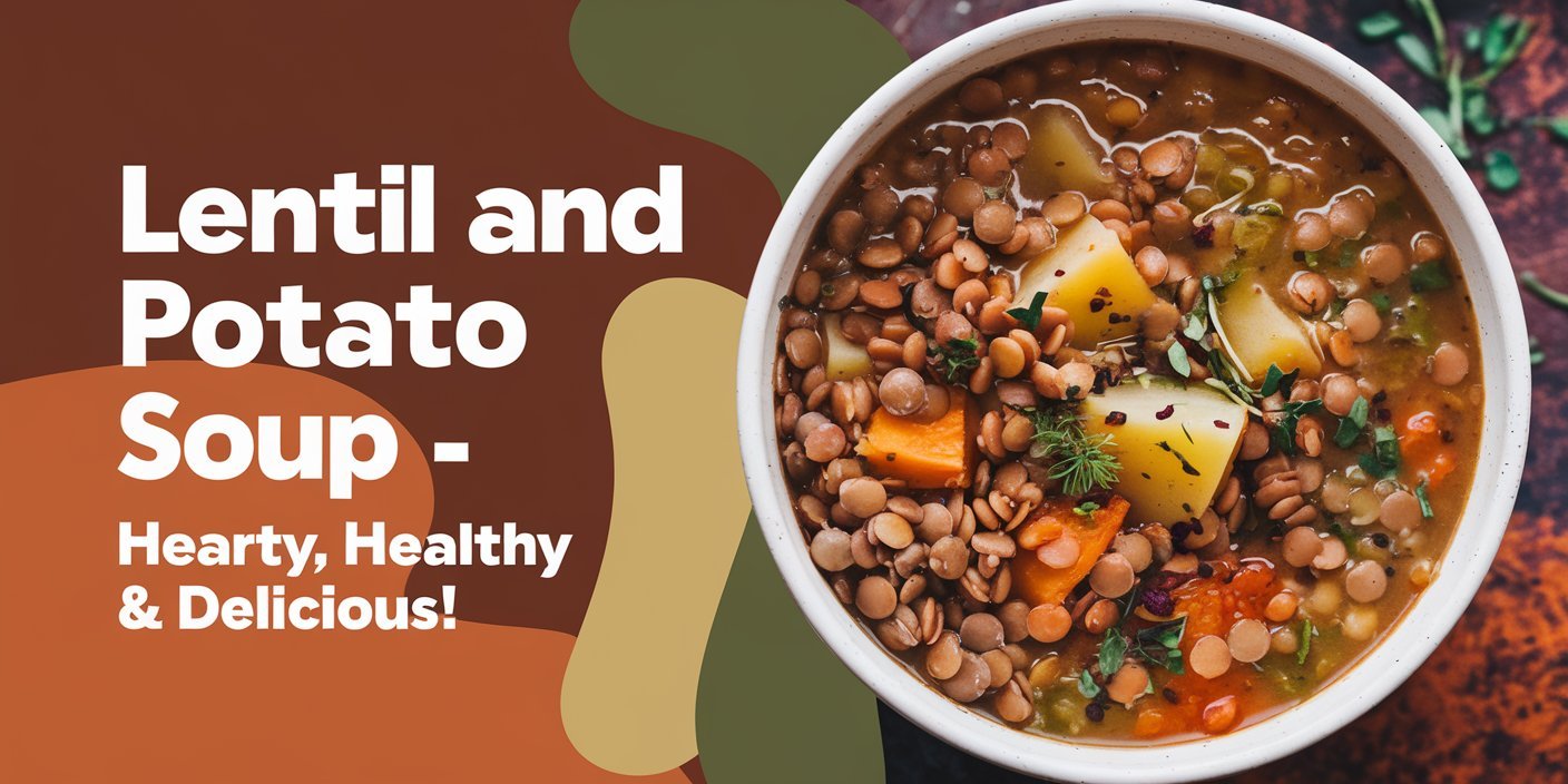 Hearty lentil and potato soup simmered with aromatic herbs and vegetables in a rich, savory broth