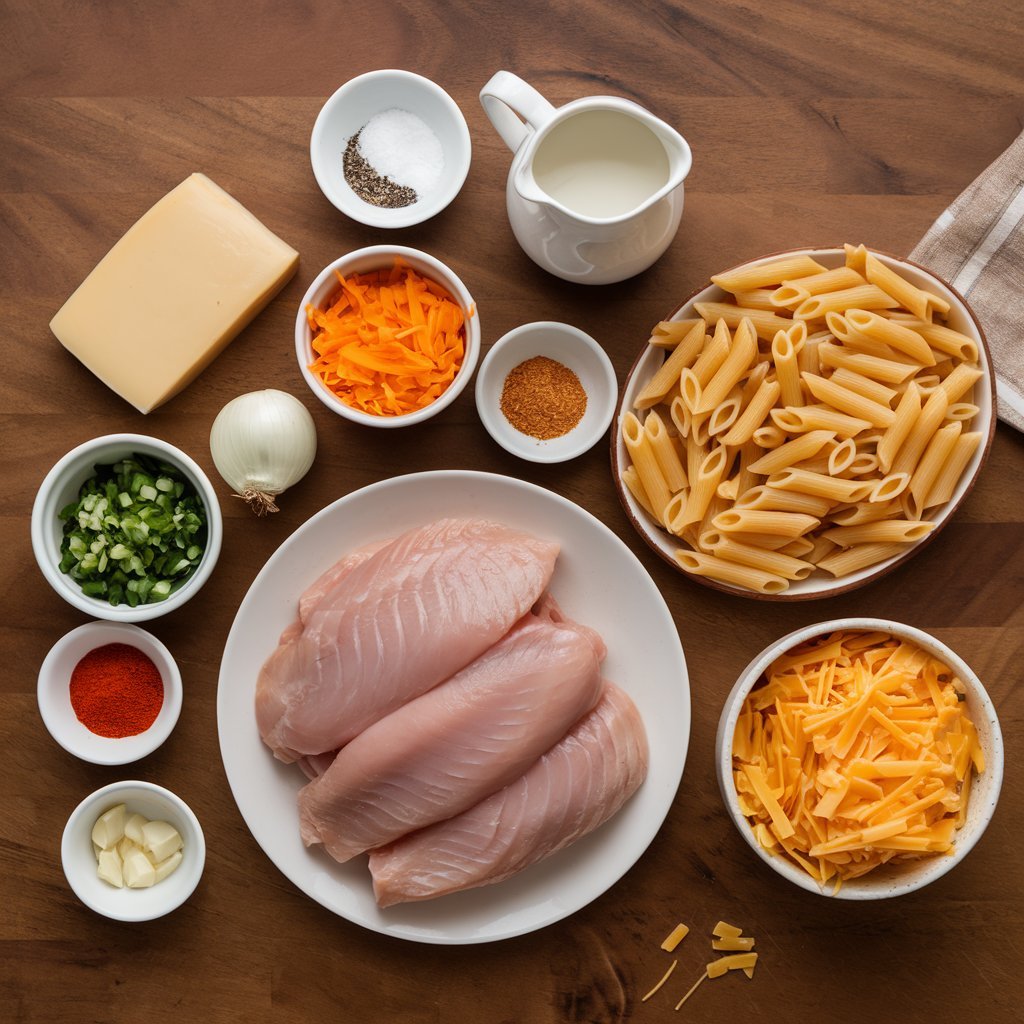 Hearty crack chicken penne arranged on a white plate, featuring tender chicken, pasta, and an irresistibly creamy sauce.