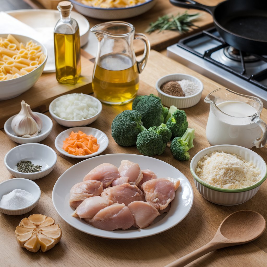 Fresh and vibrant chicken and broccoli pasta with a touch of lemon and extra virgin olive oil.